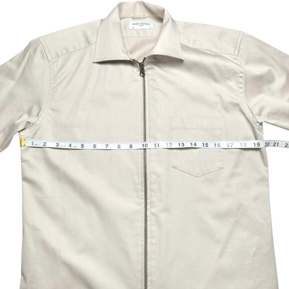 John Henric | Men | Beige Zip Up Safari Over-Shirt Jacket | Size EU 39 Medium - Picture 5 of 11